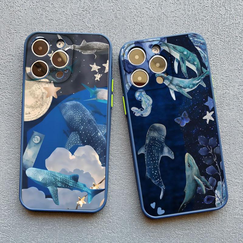 Ocean Whale Shark Swimming Phone Case Cover For iPhone 16 15 14 Plus Pro Max SE2 7 8 Plus XR XS X 11 12 13 Mini Pro Max Shells