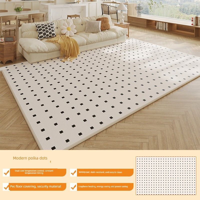 Sanshun Warm Graphene Carbon Crystal Floor Heating Mat Heating Floor Mat Geothermal Heating Pad Heating Electric Carpet Yoga Mat For Home Modern Polka Dots (New Model Launched) 50x100cm