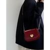 Patent Leather Women's Love Heart Messenger Bag Retro Red Ladies Small Shoulder Bags Fashion Chain Female Saddle Bag Handbags