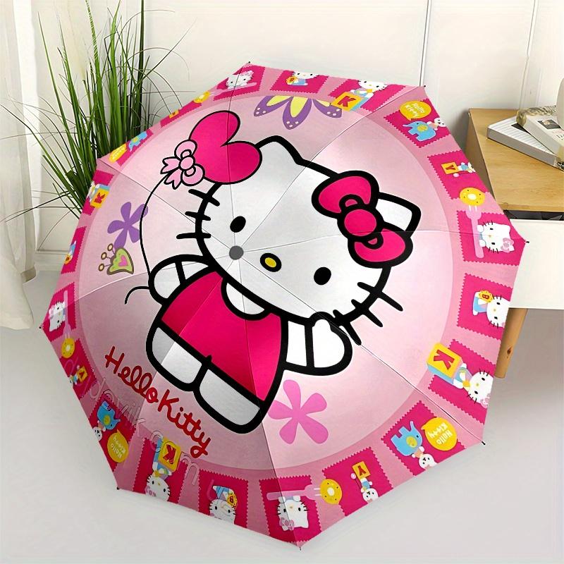 

Hello Kitty, Pink Automatic Open/Close Umbrella-Cute Umbrella with Cute Design, Portable 3-Fold Compact Umbrella for Men & Women, Halloween