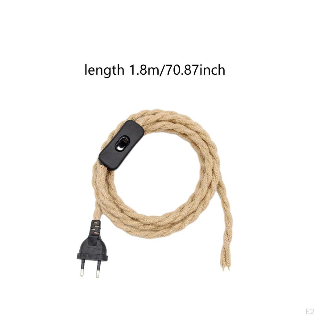 Covered Lamp Cord with Switch Button and Plug for Floor Lights Pendant Light 1.8m