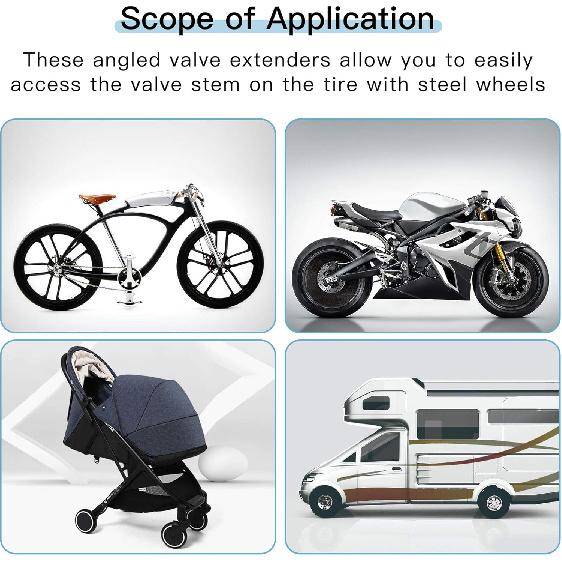 6-Pack Valve Stem Extenders, Mellbree 45 Degree 90 Degree 135 Degree Schrader Tire Valve Extension Compatible For Dual Wheels Passenger Cars, RV,