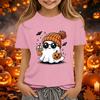 Kids Halloween Print Short Sleeve T-Shirt Round Neck Loose Fit Casual Tee for Boys Girls