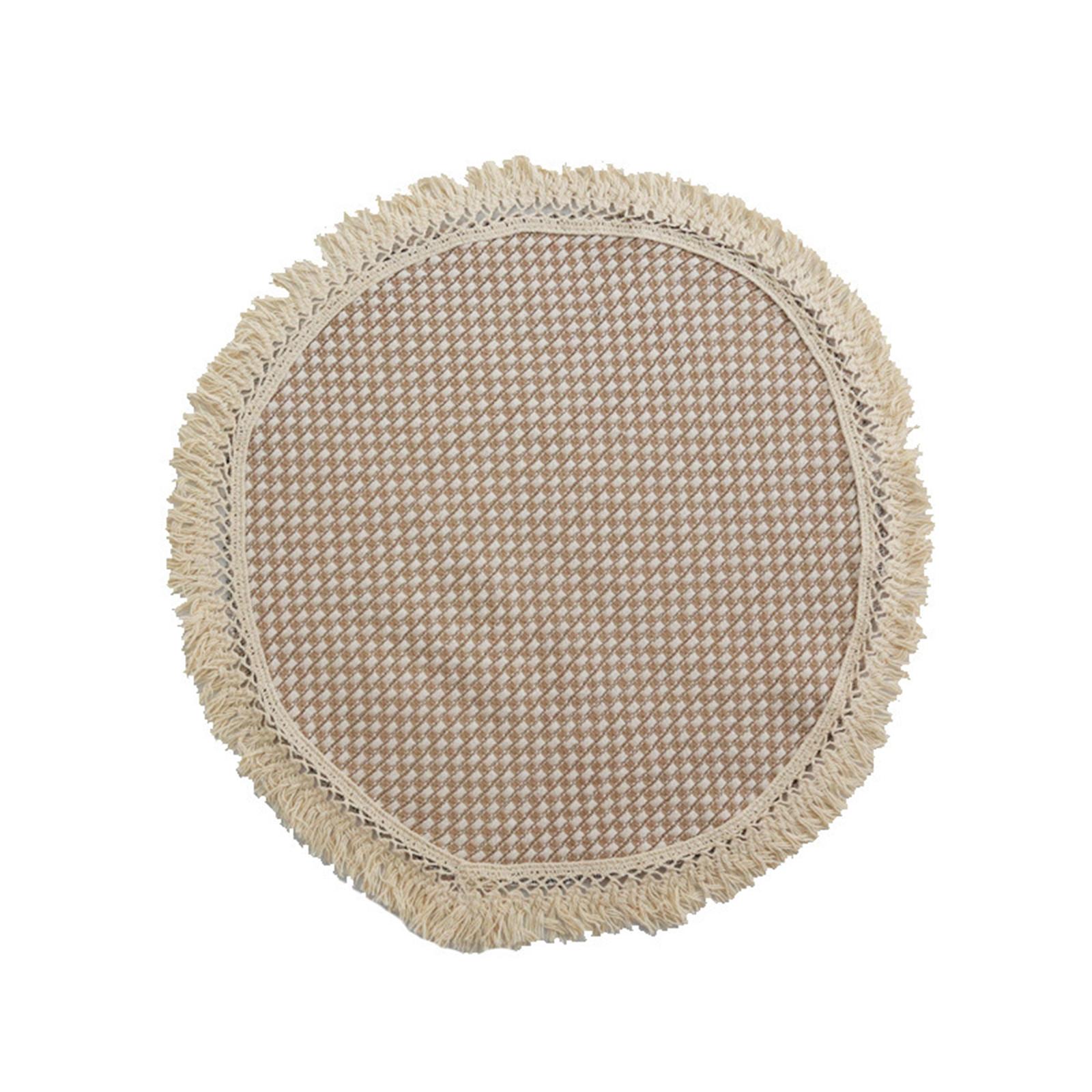 

Round Placemats Linen Material Table Mat Drinking Coaster Heat Insulation Mat Round Table Mats for Kitchen Restaurant B