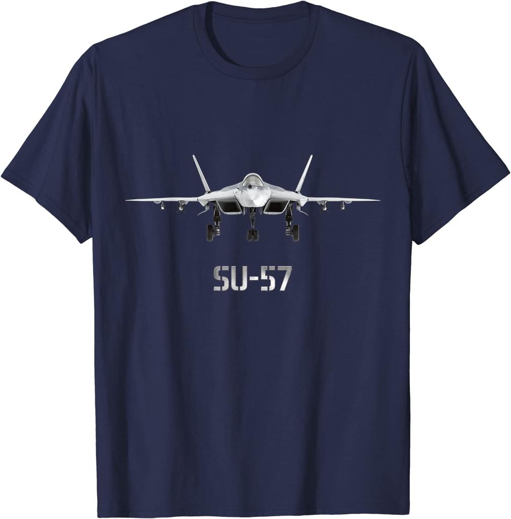 SU57 Russian Fighter Jet Men TShirt Short Sleeve Casual 100 Cotton ONeck T Shirts