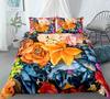 3D Flower Printed King Queen Duvet Cover Orange Beautiful Floral Bedding Set For Girl Women Plant 2/3Pcs Polyester Quilt Cover