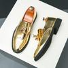 Fashion Luxury Business Formal Leather Shoes Gold Men's Casual Slip-On Oxford Fashion Pointed Office Shoes Patent Leather Tassel Shoes