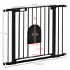 Adjustable Dog Gate with Small Door and Automatic Closure, 75-103x76cm, Black