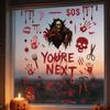 Halloween Blood Stain Window Sticker Skull Blood Handprint Knife Static Sticker Bar Secret Room Window Decoration Bar