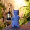 Solar Cat Garden Ornament - Outdoor Resin Animal Statue Decoration