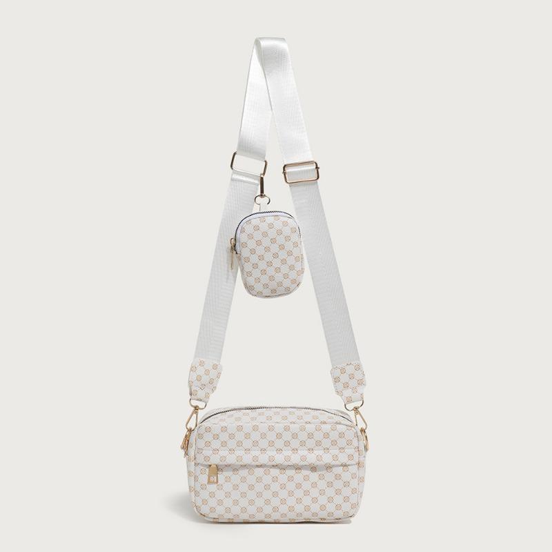

Simple wide shoulder strap mother and child bag new trend casual shoulder bag oblique span small square bag белый