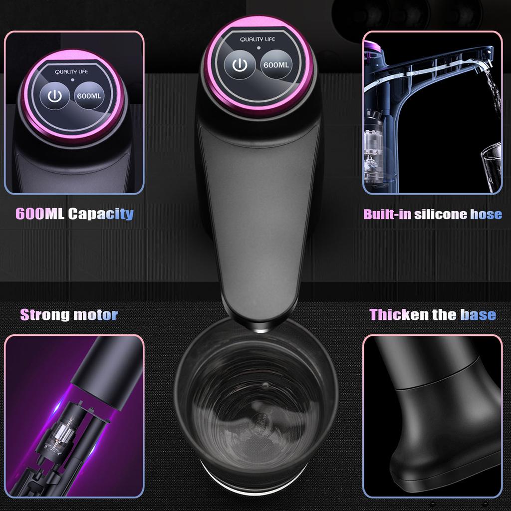 Electric Water Bottle Pump with Base USB Water Dispenser Portable Automatic Water Pump Bucket Bottle Dispenser-Dark Gray