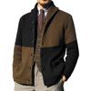 Herren Strick Cardigan Color Block Revers Lockerer Schnitt Langarm Pullover