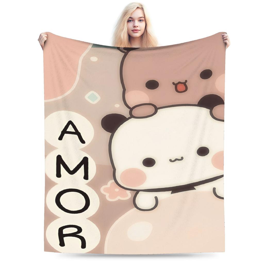 Bubu and Dudu Kawaill Couple Bears Blanket Fleece Cozy Super Soft Throw Blanket for Sofa Bedding Throws