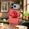 Phone Case: 2D Flat Design Suitable for iPhone 18, 17, 16, 15, 14, 13 Pro, Color Silver Protective Case, Couple Style, Strawberry Plush Toy, Christmas