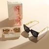 3pcs/Set Women's Square Frame Trendy Fashion Glasses With Chain Decor For Daily Life Elegant Shades Beach Accessories