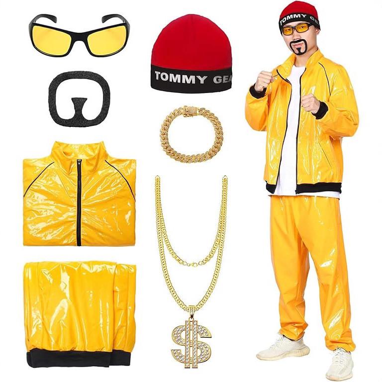 

Halloween Adult 90s Celebrity Costume With Vinyl Shine Reflective For Retro Disco Party S