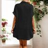 Fashionable Women's Casual Solid Color Buttoned Mid-length Short-sleeved Loose Dress