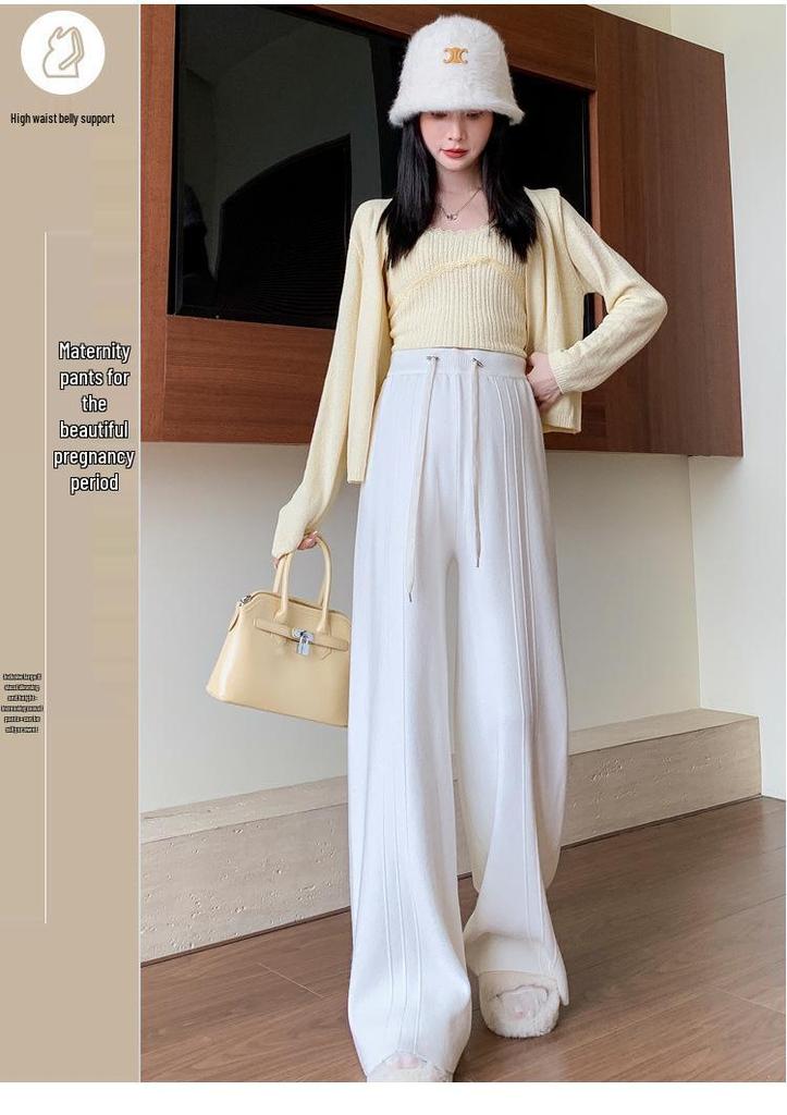Autumn/Winter 2025 Postpartum Knit Straight-Leg Wide-Leg Slimming Floor-Length Pants