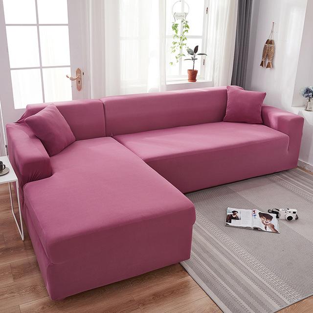 Spandex Elastisch Effen Kleur Hoes Bank Spandex Elastisch Stofdicht Bankhoezen Hoeslakens Voor Woonkamer 1 /2 /3 /4 Zits Set 1Pillowcase 45x45cm