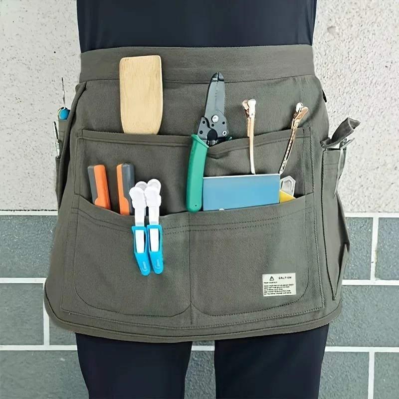 Multi-Pocket Canvas Tool Apron for Hand tool Gardening, Industrial Work, and Hairdressing