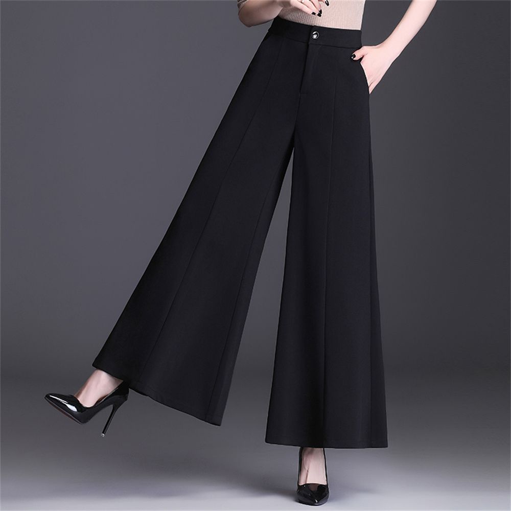 Calças de Perna Larga de Alta Qualidade para Primavera Outono Cintura Alta Slim Nove Pontos Calças Largas Calças Longas Calças de Lã