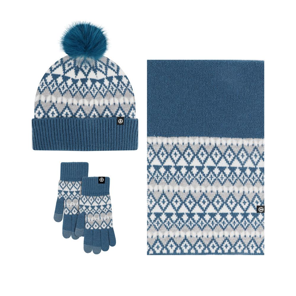 Amazon Winter New Knitted Hat Scarf Gloves Men's Three-piece Set Cold-proof Warm Scarf Women's Three-piece Set