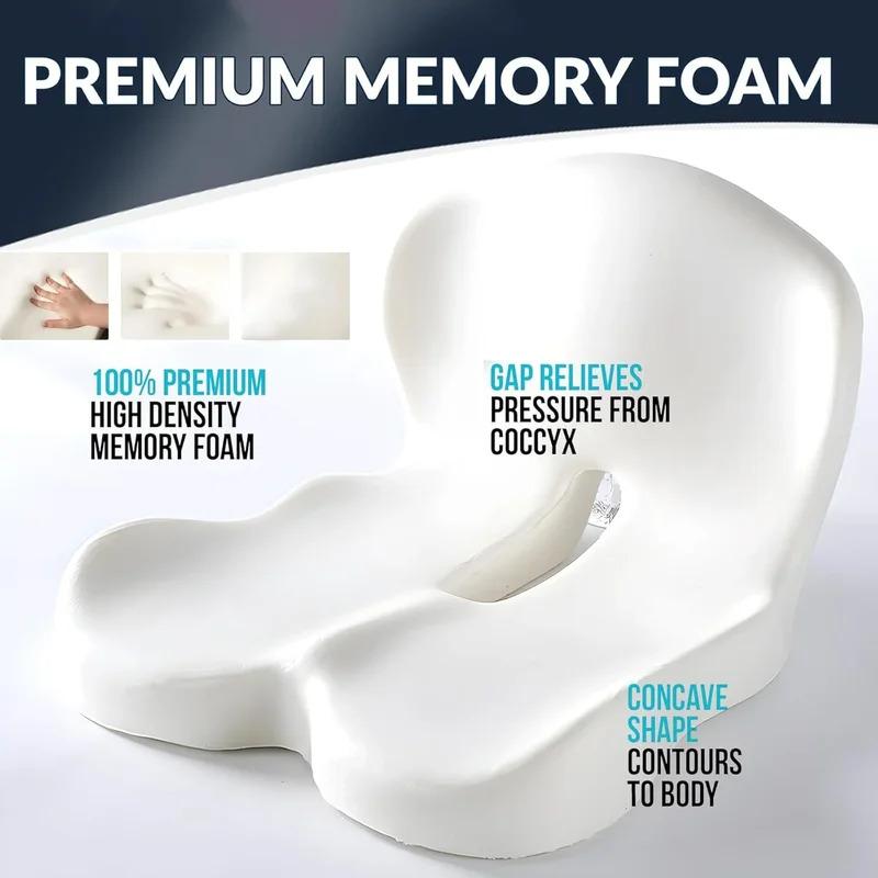 Memory Foam One-piece Seat Cushion Backrest Office Chair Cushion Massage Lumbar Support Pain Relief Breathable Car Butt Pad