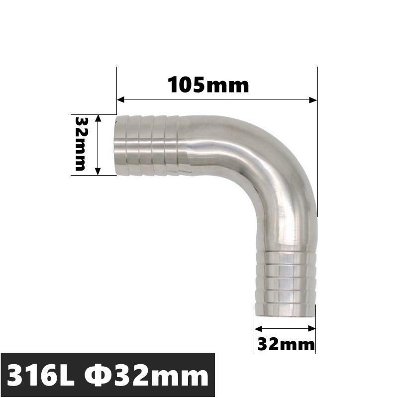 High Qulity 12.7 14 16 19 25 32 38 45 51 57 63 76 89 102mm Hose Barb Tail Elbow 304 316 Stainless Sanitary Pipe Fitting Homebrew