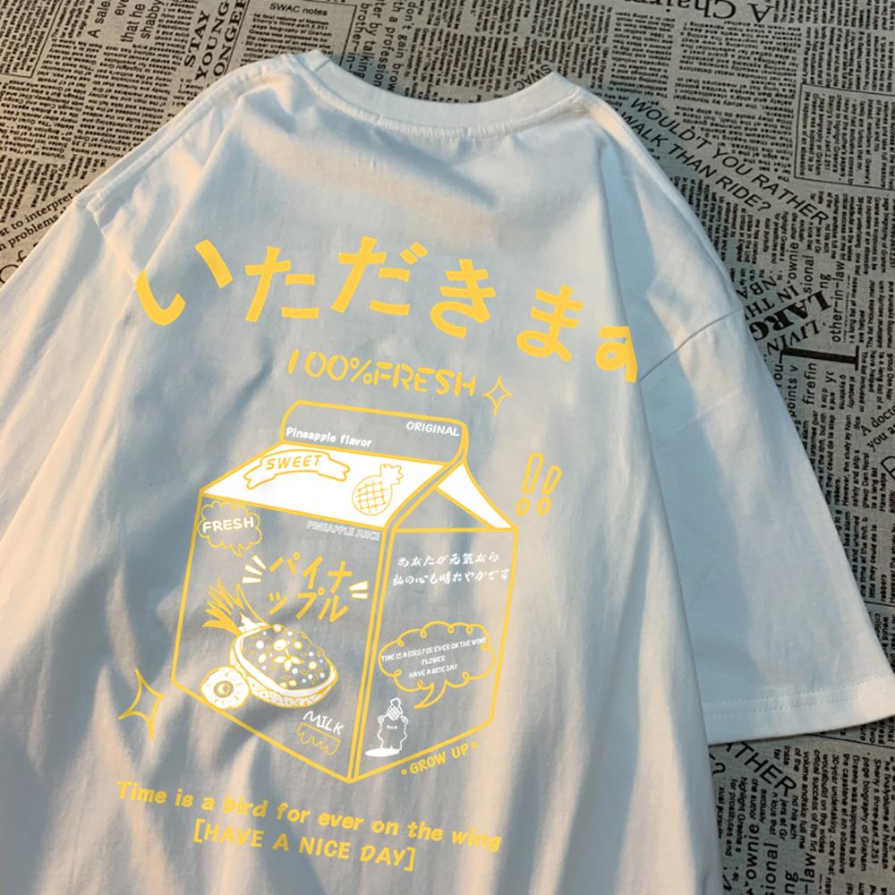 100% Fresh Pineapple Juice Time Is A Bird For Ever On The Wing Men Tshirt Casual Top Cotton Breathable T-Shirt Soft Loose Tees