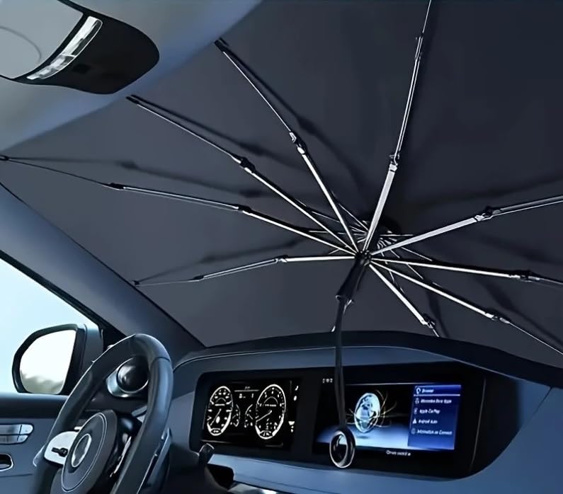UCOOL Car Umbrella Compatible with Front High No Center Rod Light Heat UV Easy Will Not Damage Interior Prevents Summer Heat and Prevents Car Interior
