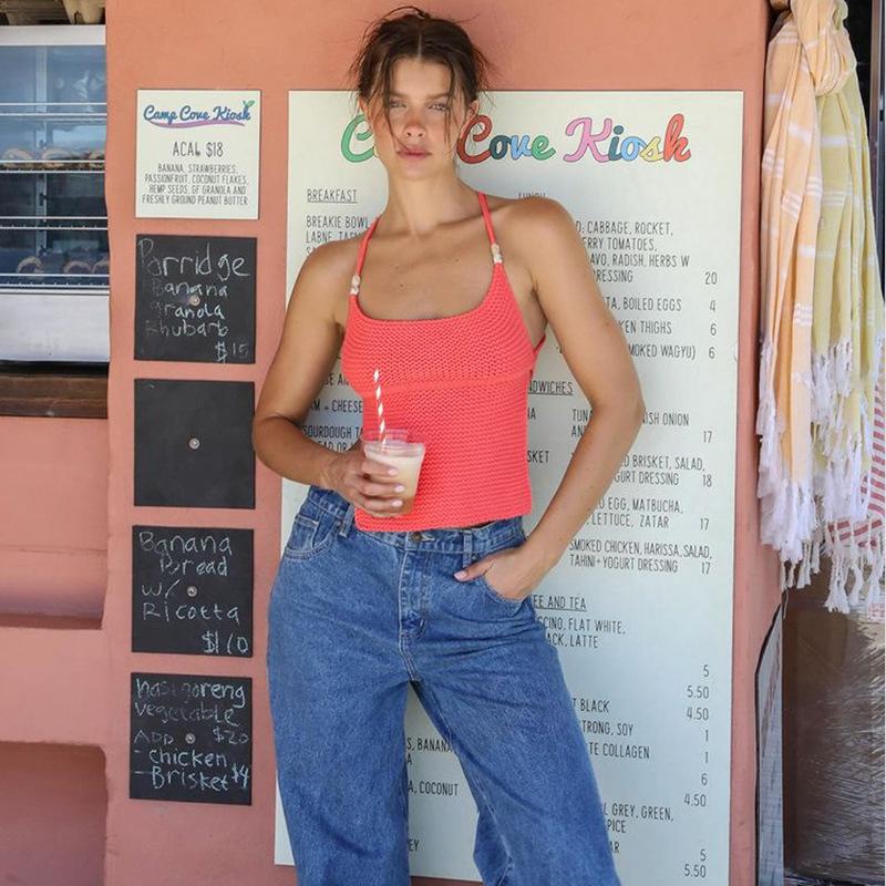 Knitted Halter Camisole Sleeveless Slim Top