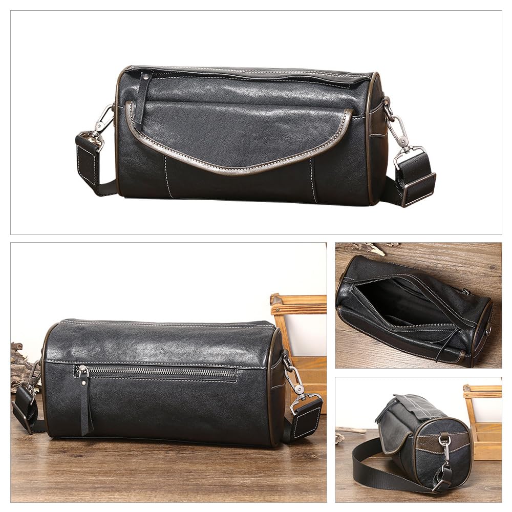 Whatna Vegetable-Tanned Top-Grade Cowhide Leather One-Shoulder Bag for Men, Crossbody Bag, Chest Bag, Shoulder Bag, Handbag, Clutch Bag, Horizontal