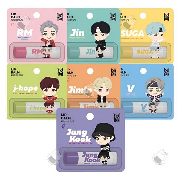 Monami TinyTAN BTS Lip Balm Full Set 7 Piece Moisturizing K-POP Limited Edition Set 7 Piece