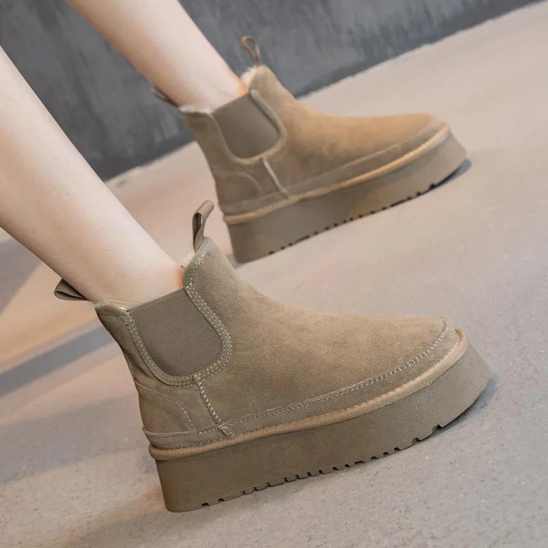 Thick Soled Snow Boots Winter Warm Women Boot Velvet Comfort Ankle Boot Trendy Simple Daily Women Shoes Versatile Winter Boots