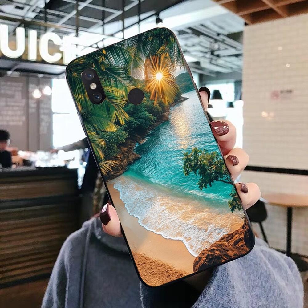 Sea Tropical Palm Trees Beach Phone Case For Xiaomi Mi 5X 8 9 10 11 12 Lite Pro 10T PocoX3pro PocoM3 Note 10 Pro Lite