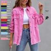New Style Women's Denim Jacket Loose Fit Hole Ripped Long Sleeve Denim Shirt