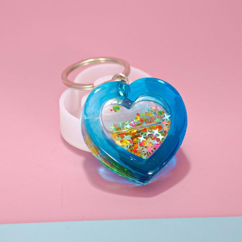 Earrings Molds Resin Craft Moulds Hollow Heart Shape Pendant Mold Unique Keychain Molds Jewelry Hand-Making Accessories
