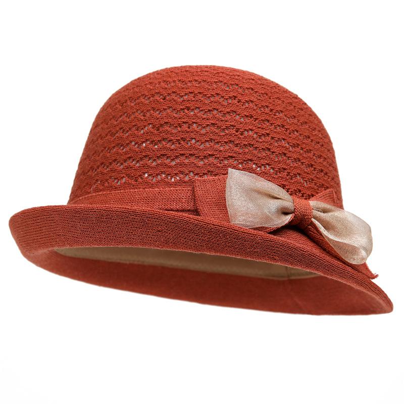 Bow Bucket Hat Women'S Summer Thin Breathable Sun Hat Bowler Hat Mother Hat