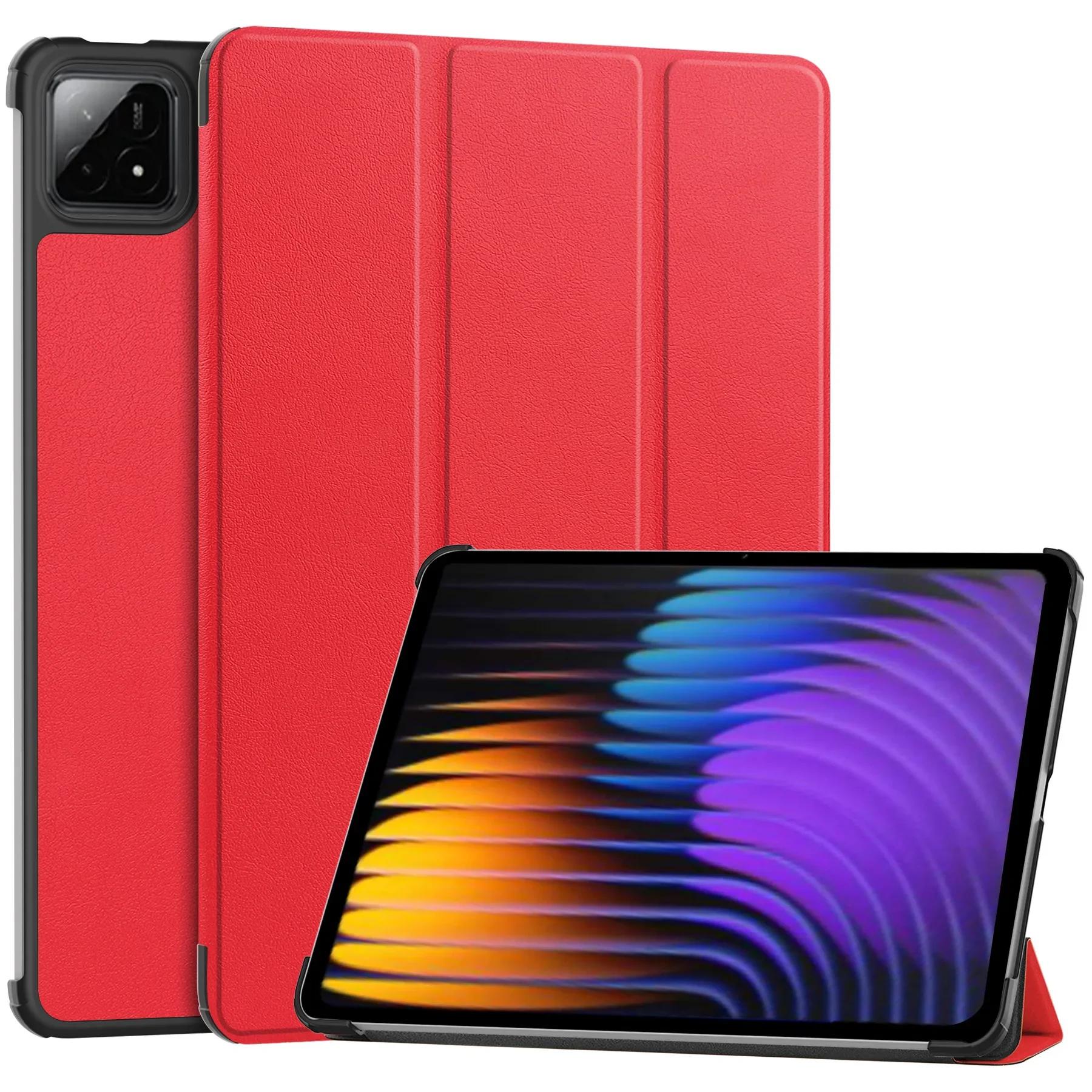 Voor Pad 7 Hoes 11,2 inch Tri-Folding Flip Stand Hoes Funda Voor Pad 7 Pro Mi Pad 7 met Auto Slaaphoes mi Pad 7 Pro 11.2 rood