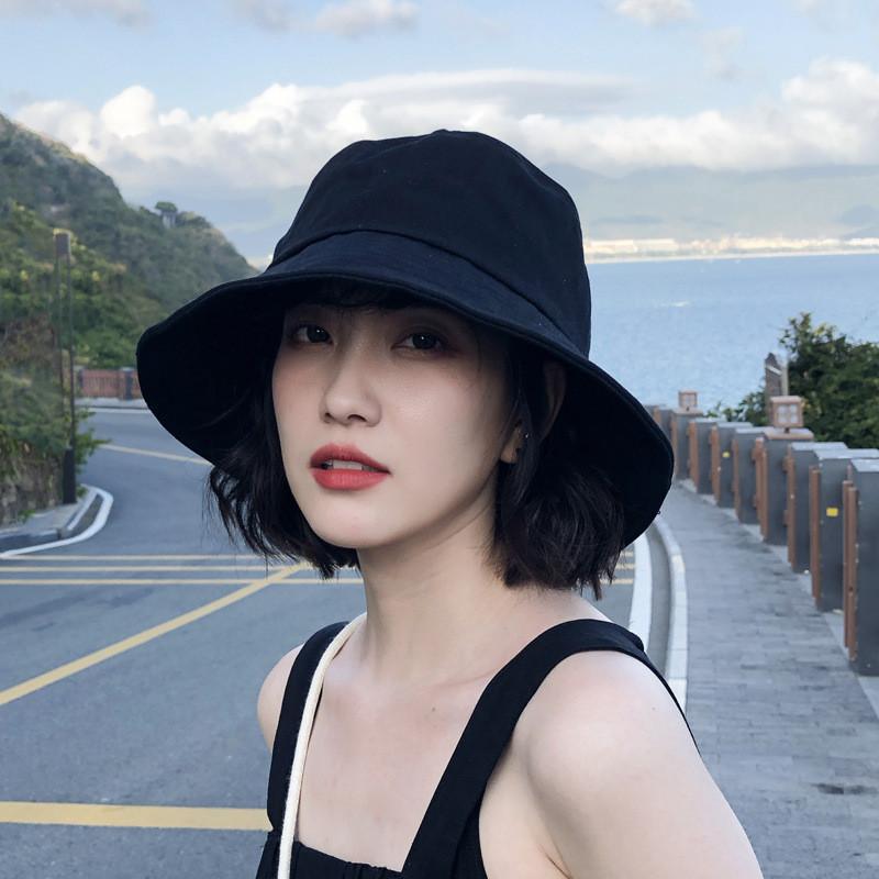 Black Comfortable Cotton Fisherman Hat For Men And Women Adjustable Sun Protection