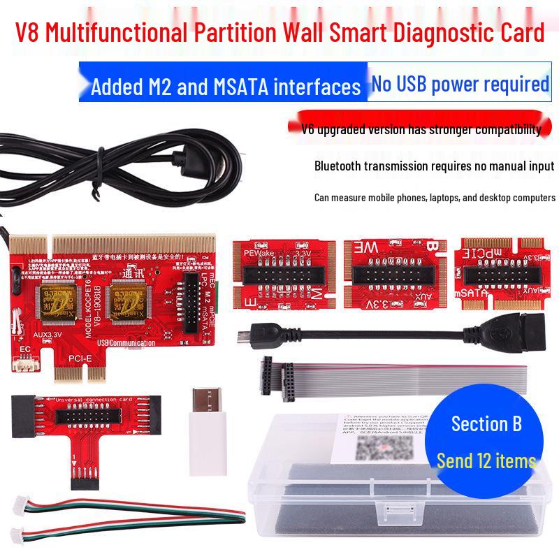V8 Diagnostic Card: PCIE Computer Motherboard Repair & USB Fault Detection Tool