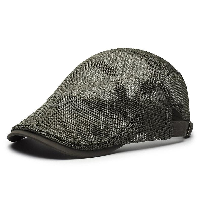 Summer Hollow Mesh Beret Breathable Sun Hat British Vintage Style Unisex Lightweight Casual Outdoor Daily Wear