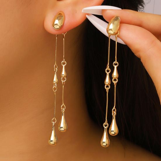 1 Paar Lange Ohrringe Wassertropfen Quaste Leichte Flexible Kette Ohrringe für Damen Verlängerndes Design Leichte Alltagsohrringe