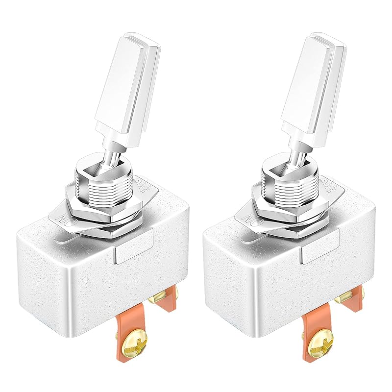 DaierTek Ağır Hizmet 50 Amper 12V Anahtarlı Anahtar Otomotiv 2 Konumlu AÇIK Kapalı Rocker Anahtar SPST 2 Pin Metal Krom Kaplama Vidalı Terminal (2 Adet)