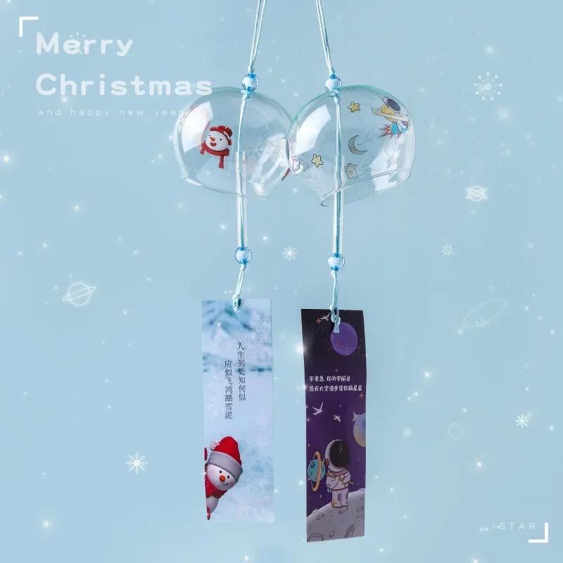 New Japanese Wind Chimes Handmade Glass Home Decoration Pendant Good Luck Wind Chimes Cartoon Cat Sakura Garden Window Bell Gift