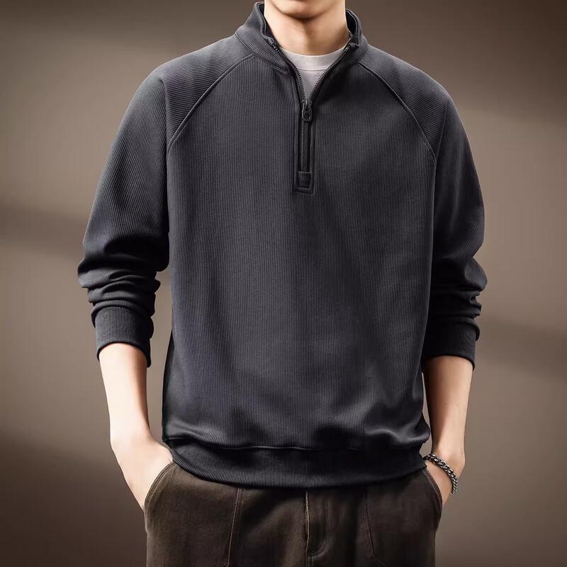 Men's American Retro Half-Zip Stand Collar Sweatshirt