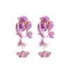 Steel needle chiffon flower fringed earrings summer vacation style fashion earrings exaggerated sweet earrings design sense niche