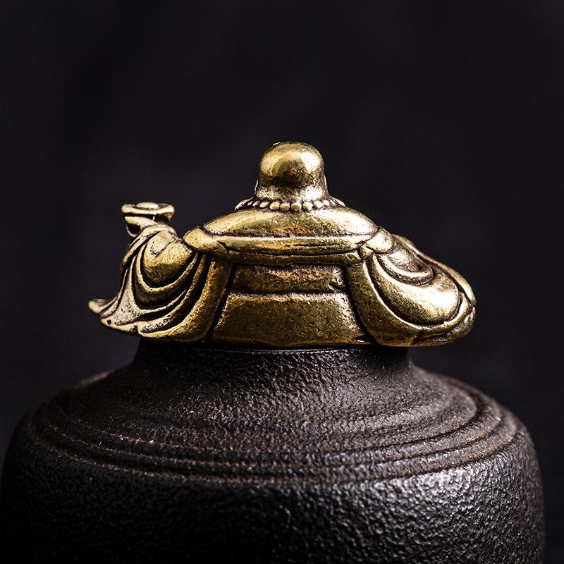 Antique Pure Brass Feng Shui Small Ornaments Town House Lucky Transfer Maitreya Buddha