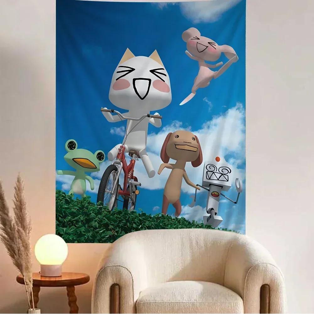 Inoue Toro SÜße Katze Hippie Wandbehang Wandteppiche für Wohnzimmer Zuhause Wohnheim Dekor Kunst Heimdekoration